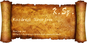 Kozányi Szorina névjegykártya